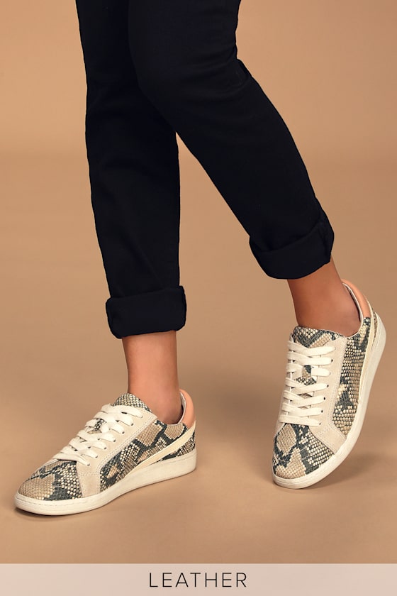 Nino Snake Print Embossed Leather Sneakers 1