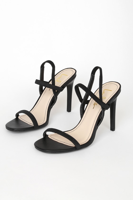 black barely there high heels