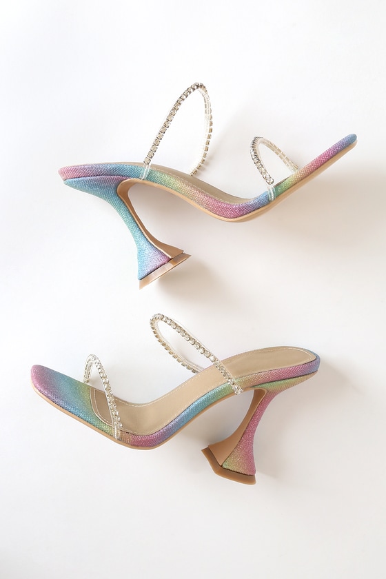 neon square toe heels