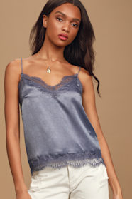 Sexy Dusty Blue Cami Lace Cami Top Blue Satin Cami Top Lulus Sexy Dusty Blue Cami Lace Cami Top Blue Satin Cami Top Lulus