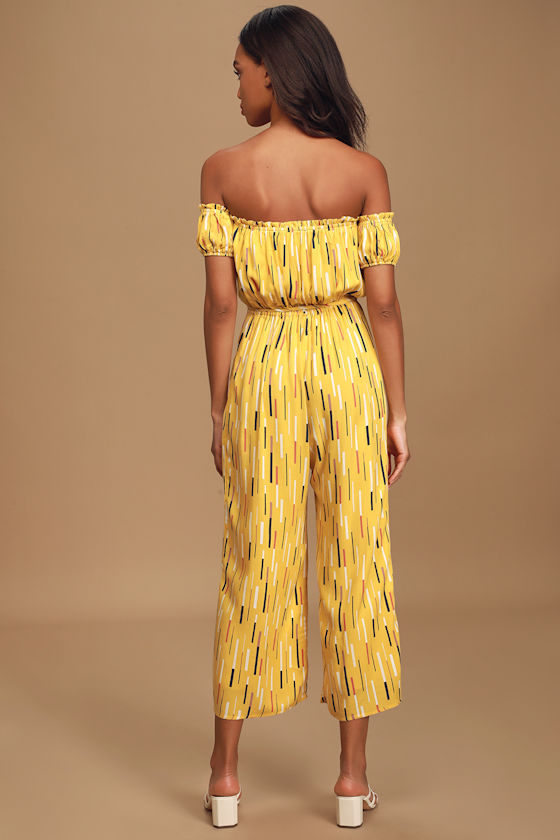 Cute Yellow Jumpsuit OfftheShoulder Jumpsuit OTS Jumpsuit Lulus