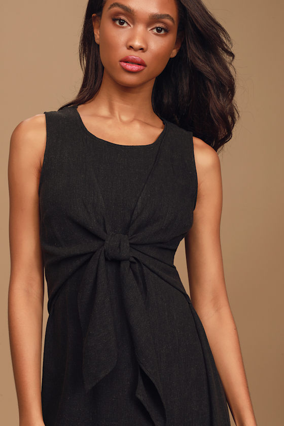 Carefree Moments Black Sleeveless Tie-Front Midi Dress 4