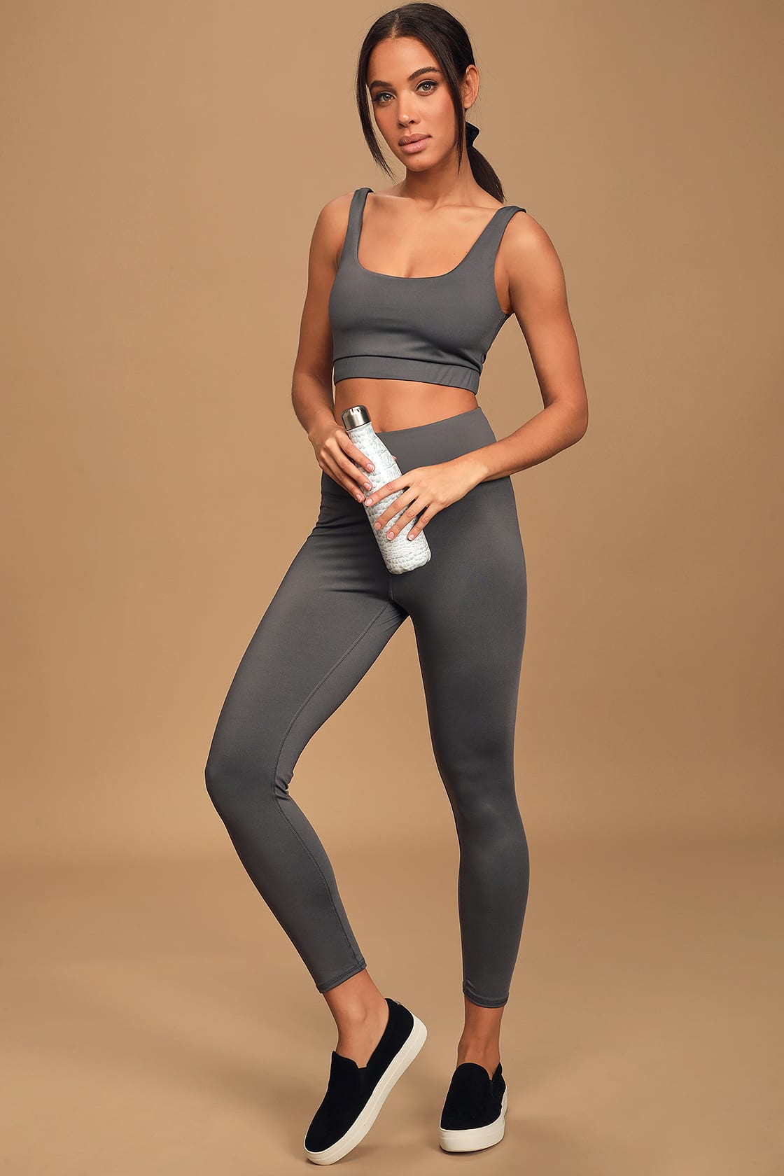 Lulus Making Moves Charcoal Grey High-Waisted Leggings