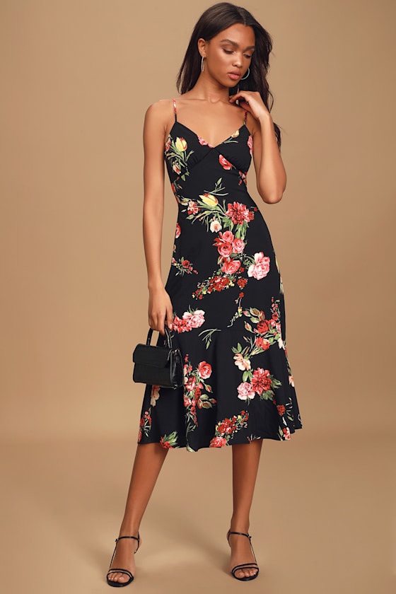 Summer Lovin' Black Floral Print Sleeveless Midi Dress 2