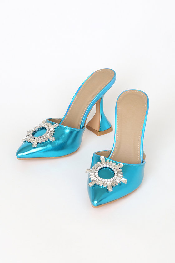 metallic blue heels