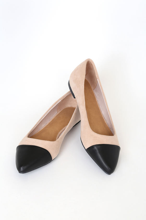 Brookelle Nude Suede Pointed-Toe Flats 1