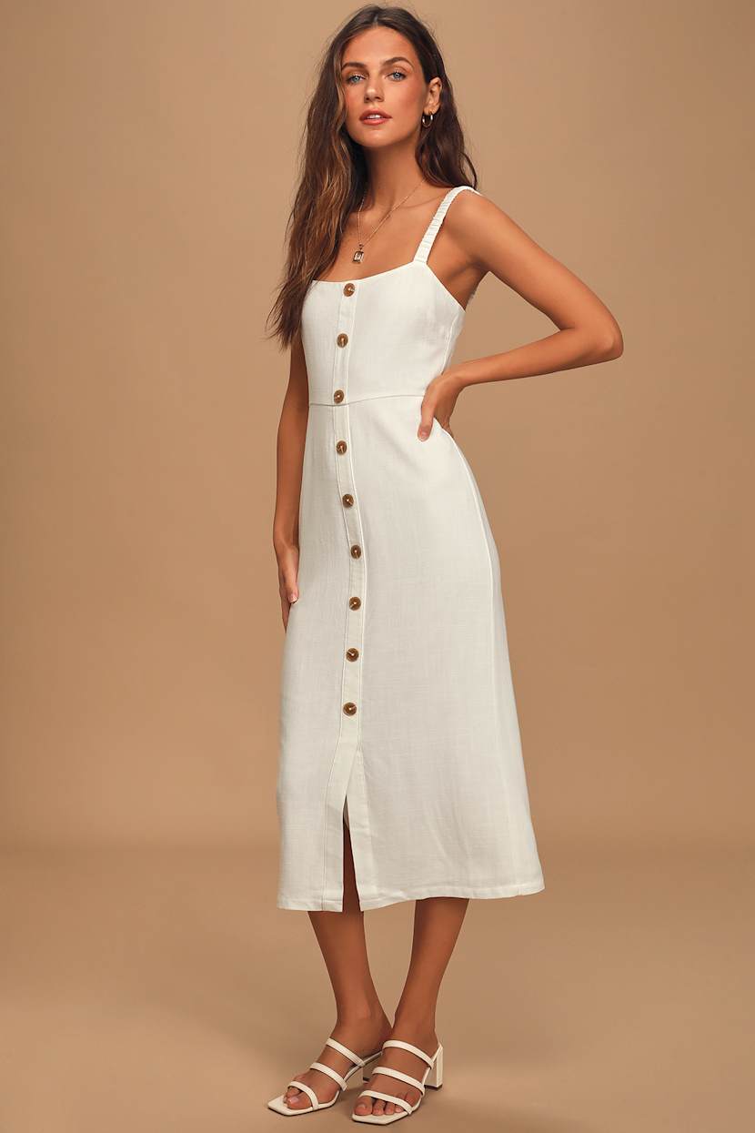 White Midi Dress - Button Front Dress - Sleeveless Midi Dress - Lulus White Midi Dress - Button Front Dress - Sleeveless Midi Dress - Lulus