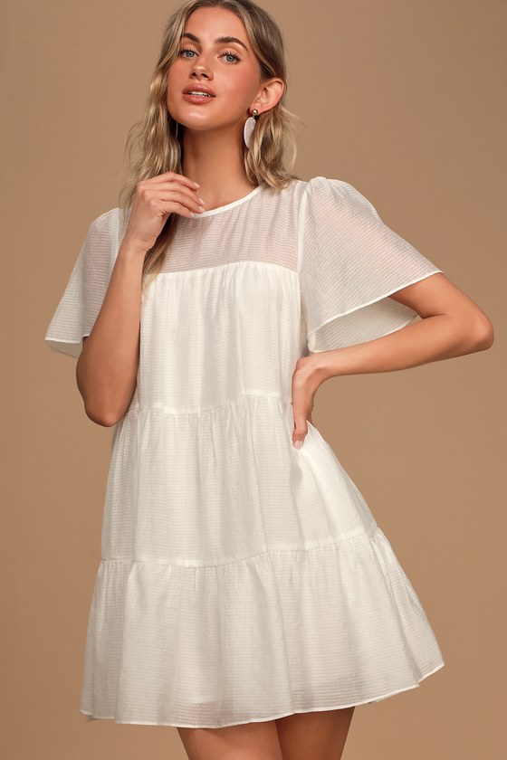 white tiered dress mini