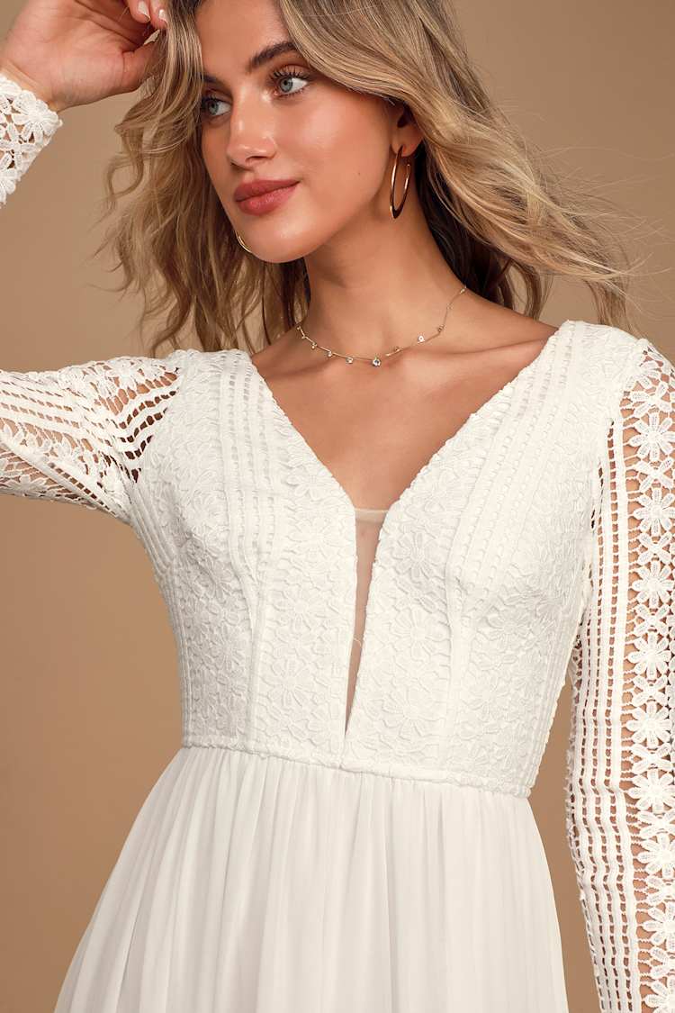 chinese dress ladies Between Two Worlds Vintage Lace Maxi Dress in Ivory Ivory / L main image 1