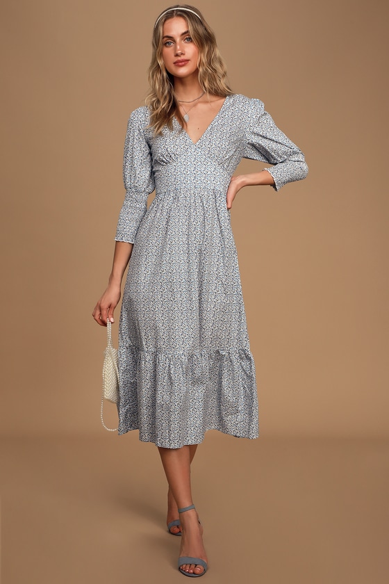 lulus blue and white dress