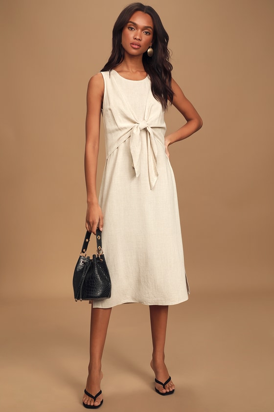 tie front linen dress