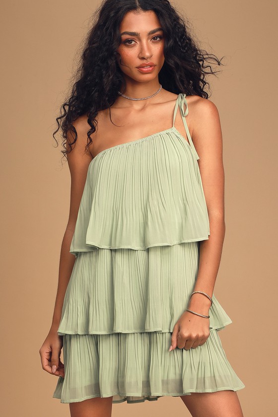 pleated one shoulder dress