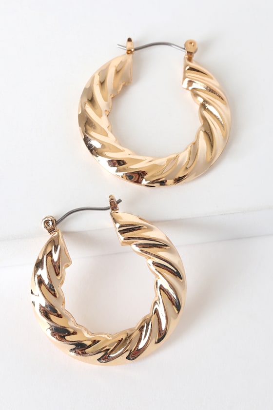 Sealed with a Twist Gold Hoop Earrings 2
