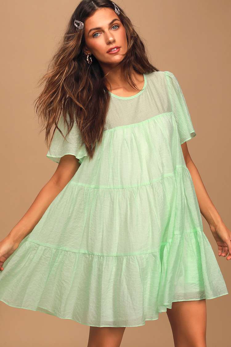 Cute Mint Dress - Tiered Mini Dress - Swing Dress - Shift Dress - Lulus Cute Mint Dress - Tiered Mini Dress - Swing Dress - Shift Dress - Lulus