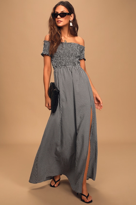 black and white gingham maxi dress