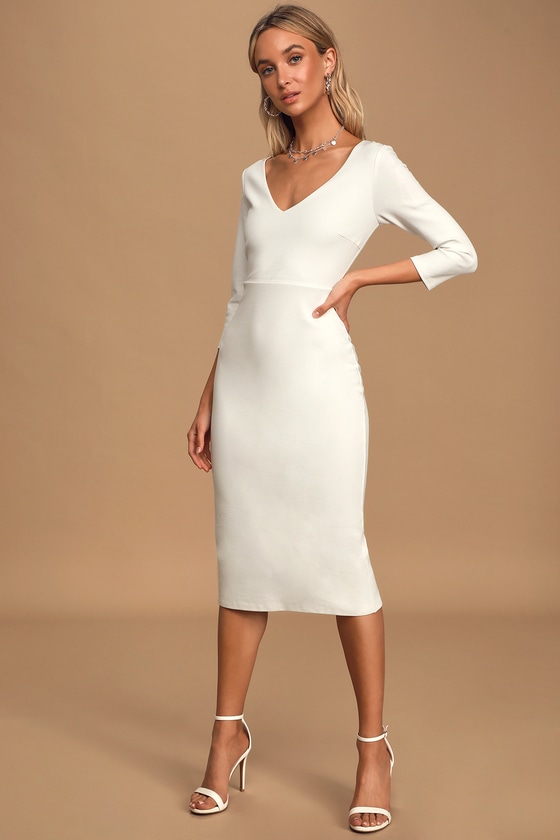 white quarter sleeve dress