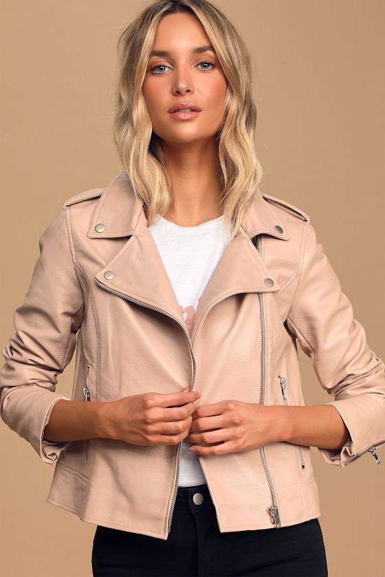 Just Ride Light Blush Vegan Leather Moto Jacket 3