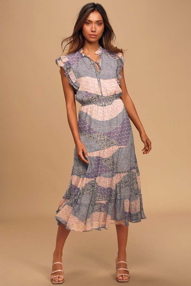 fitted short sleeve midi dress Tori Cap Sleeve A-line Midi Dress