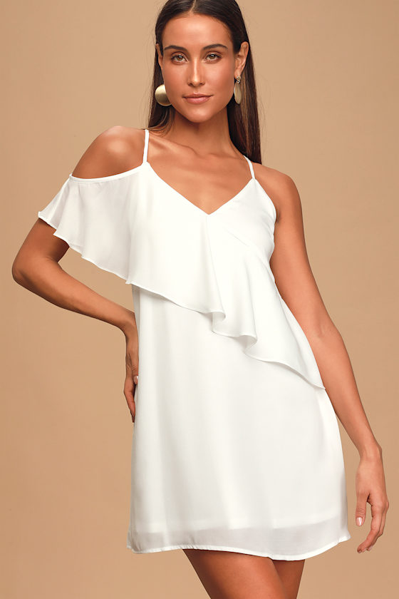 white mini swing dress