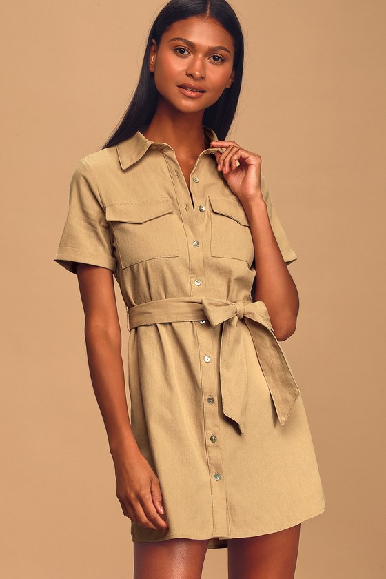 Sage The Label Desert Fever - Beige Shirt Dress - Button-Up Dress - Lulus