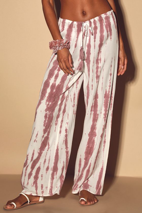 Sea For Yourself Mauve Tie-Dye Swim Cover-Up Pants 3