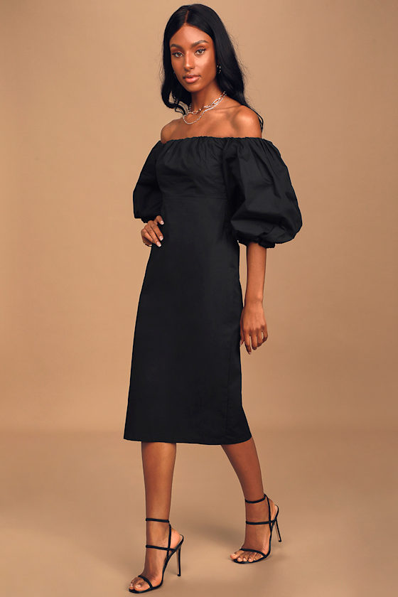 レディース AMERI アメリ OFF SHOULDER PUFF SLEEVE DRESS