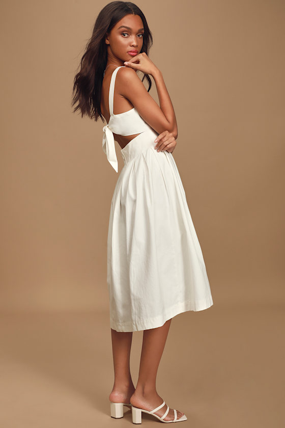 Loved You All Along White Tie-Back Cutout Midi Dress 5