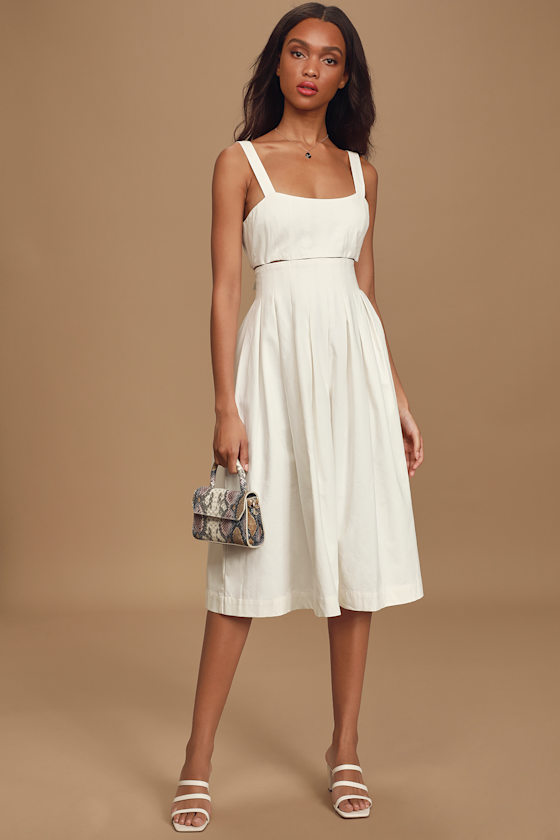 Loved You All Along White Tie-Back Cutout Midi Dress 1