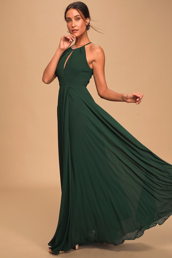 hunter green maxi dress