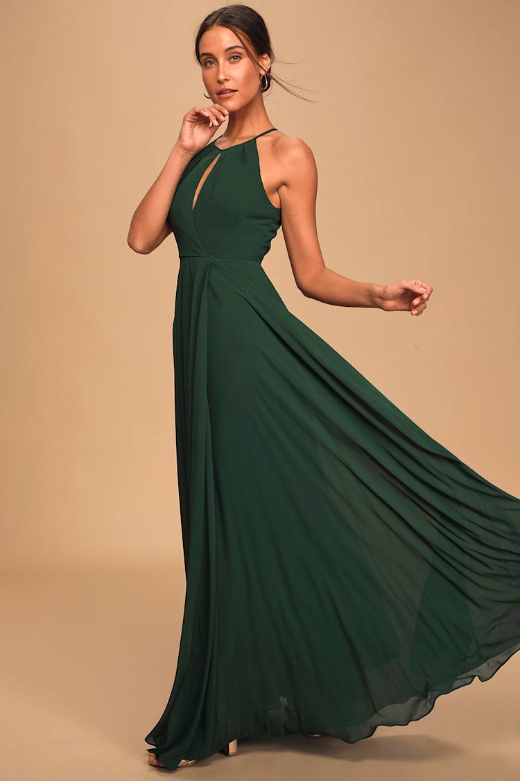 green emerald velvet dress Eva Size XL 3522 Hunter Green Bridesmaid Dress – Bridal Sense main image 0