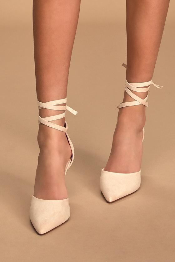 Wylenn Natural Suede Lace-Up Pumps 5