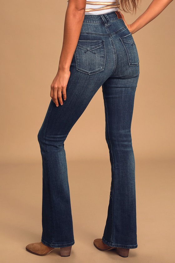 Unpublished Jan - Dark Wash Flare Jeans - Stretch Denim