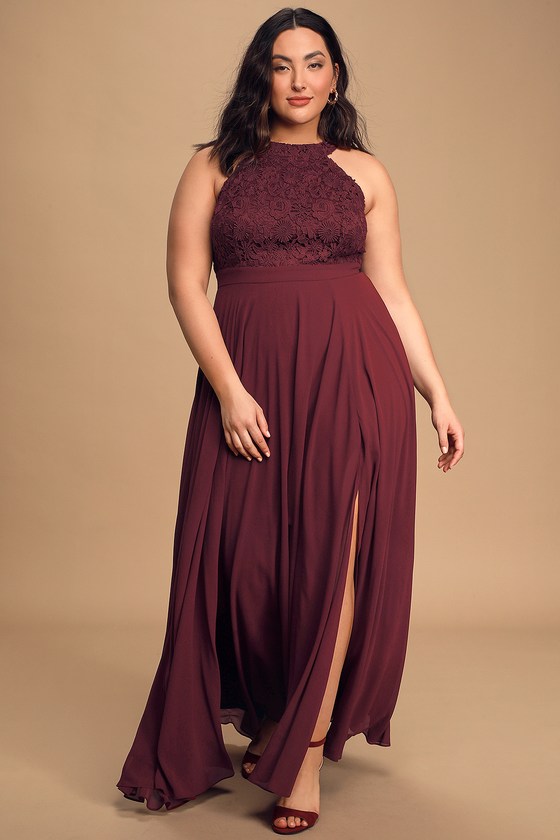 picture perfect burgundy lace maxi dress