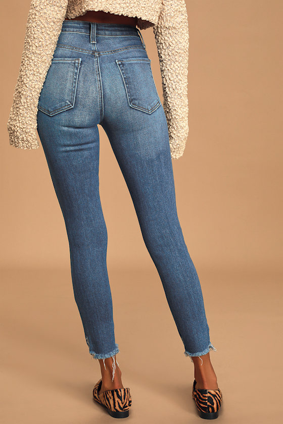Perfectly Popular Medium Wash High Rise Distressed Skinny Jeans 5