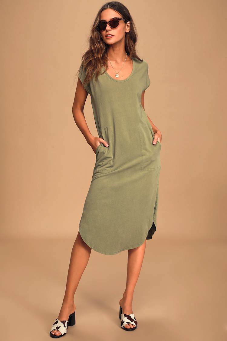 sage green shirt dress Classic Belted Shirt Dress main image 1