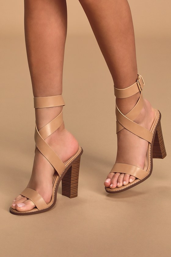 Lulus Shelbie Light Nude Ankle Strap Heels In Beige