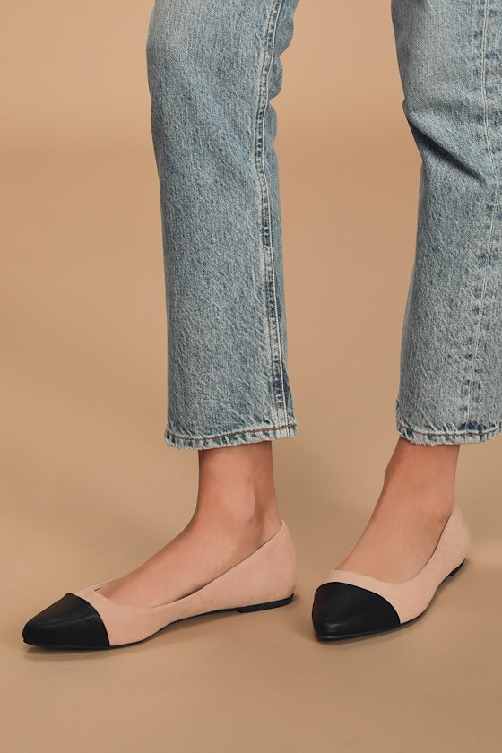 Brookelle Nude Suede Pointed-Toe Flats 2