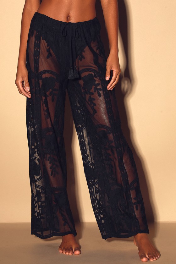 black swim cover up pants