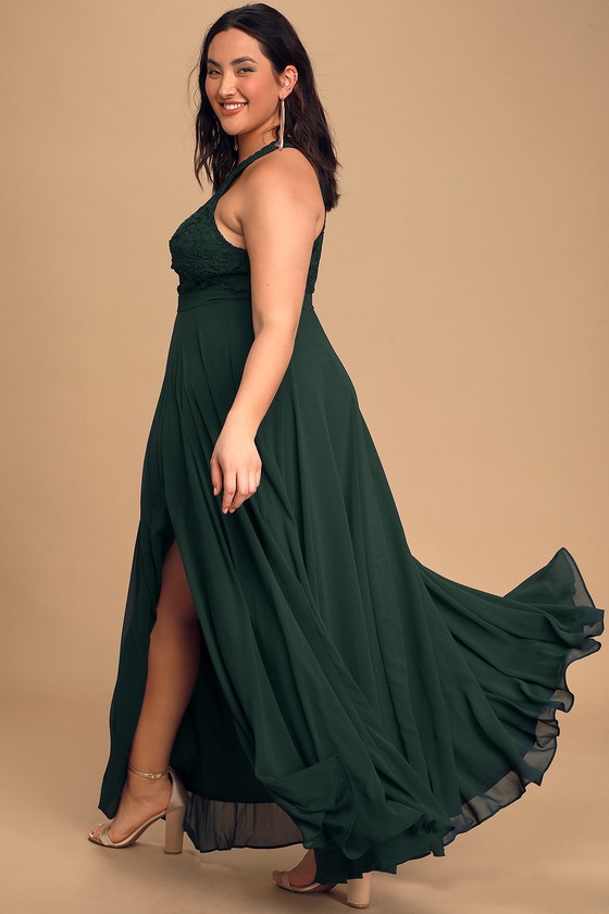 dark green lace maxi dress
