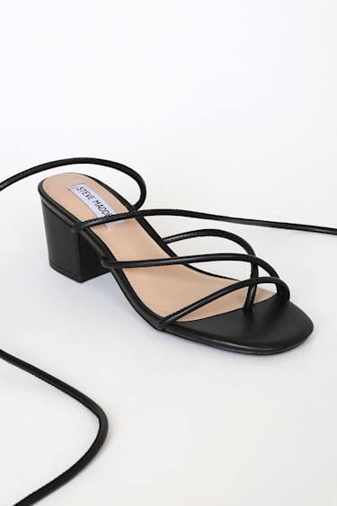 Steve Madden Impressed Black Lace-Up Heels High heel Sandals - Main Image