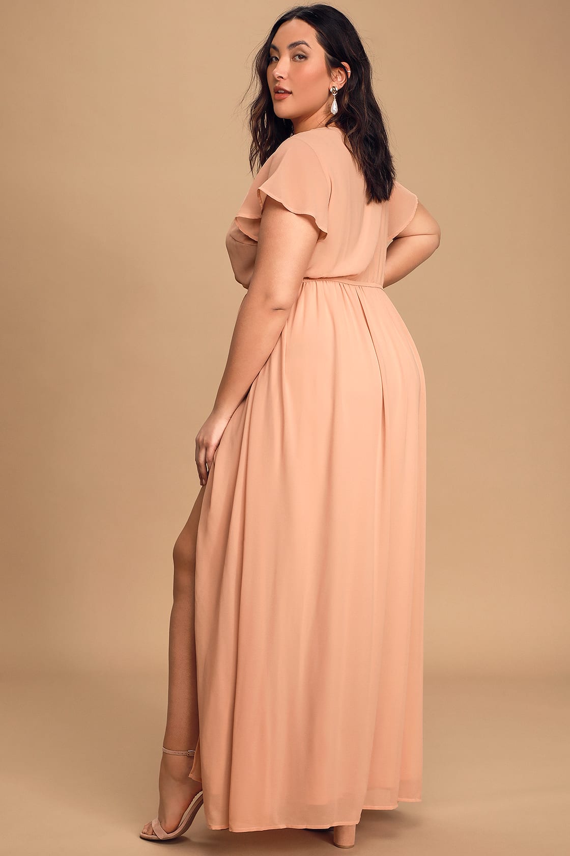 Blush Pink Plus Size Maxi Dress for Spring Wedding