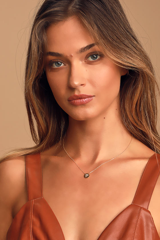 Chic Charm Necklace "P" Charm Necklace Rhinestone Necklace Lulus