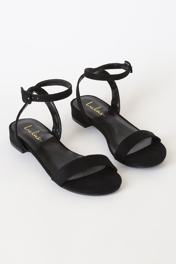 Cute Black Suede Sandals - Ankle Strap Sandals - Open Toe Sandals
