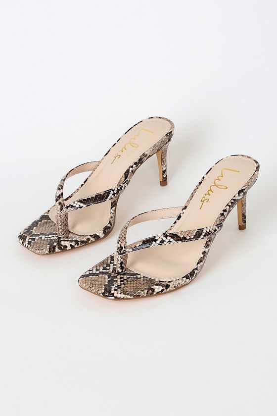 Scottie Tan Snake Print High Heel Sandals 2