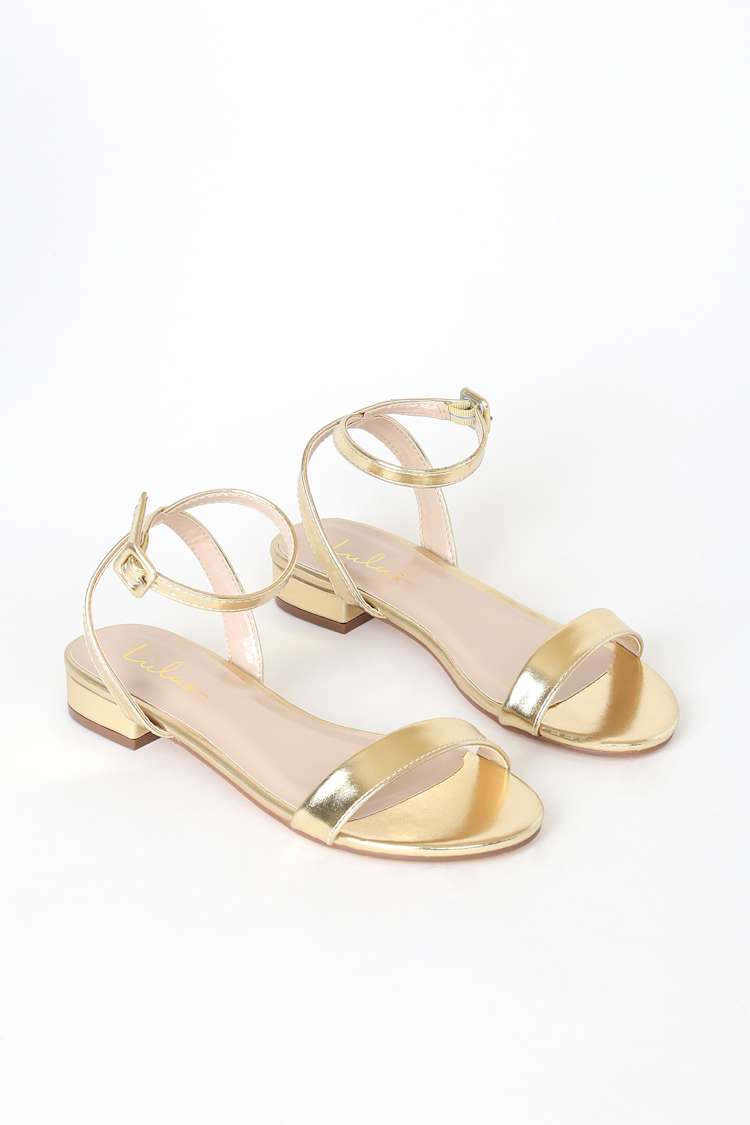 Darryian Gold Ankle Strap Sandals