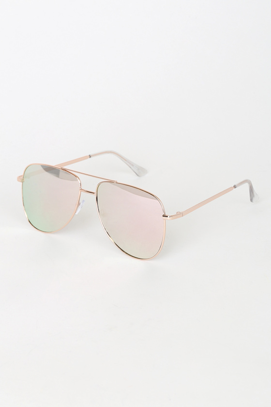 Frame of Reference Rose Gold Mirrored Aviator Sunglasses 2