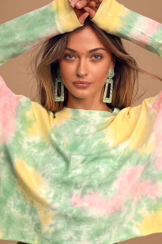 Lily Pad Green Tie-Dye Long Sleeve Cropped Top 6