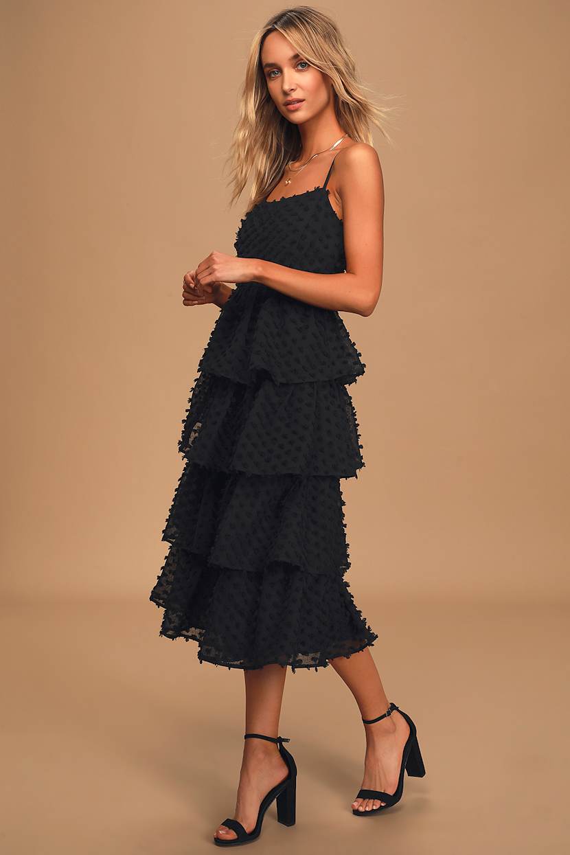 pom pom midi dress POM POM Midi Dress with Front Ruffles
