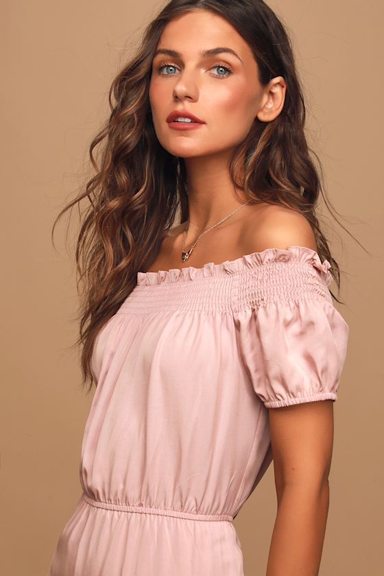 Finding Paradise Mauve Pink Off-the-Shoulder Jumpsuit 3