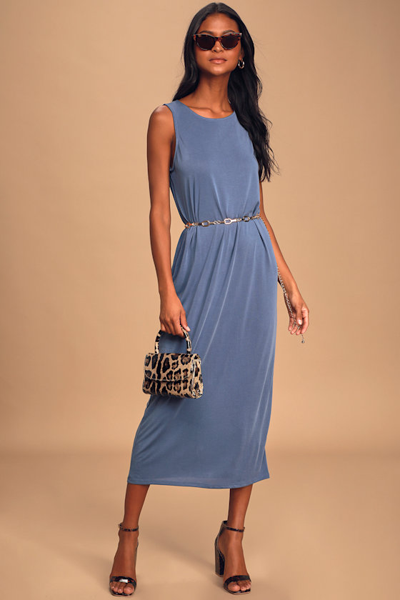 Across The Waters Denim Blue Sleeveless Maxi Dress 2